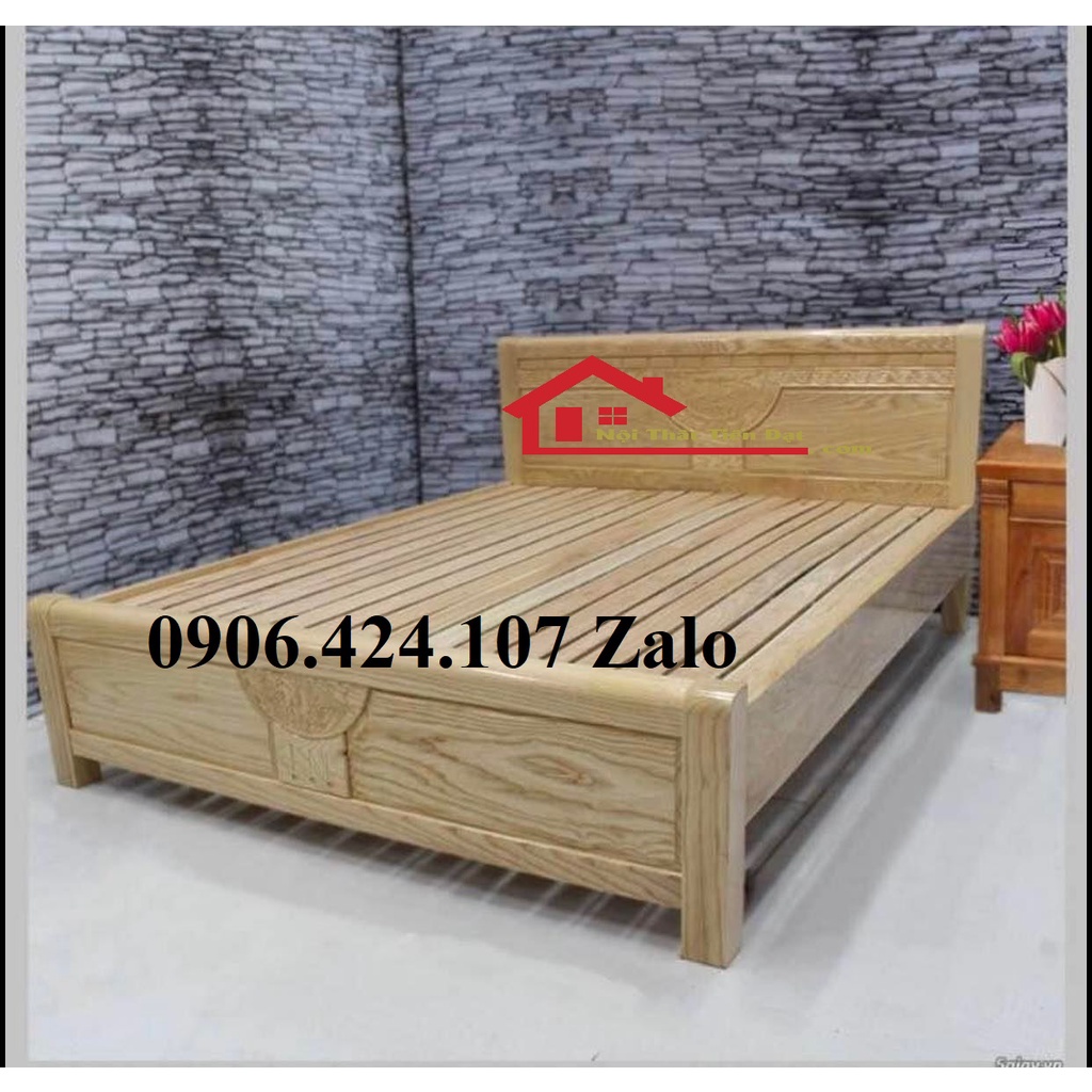 Giường Gỗ Sồi Nga Bao Sang, Chất Cứng Bền Size 1M2,1M4,1M6,1M8X2M Freeship Và Lắp Ráp 005