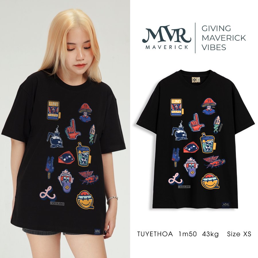 Ao thun form rộng áo icon dễ thương MVR size rộng tee Mỹ BB4091