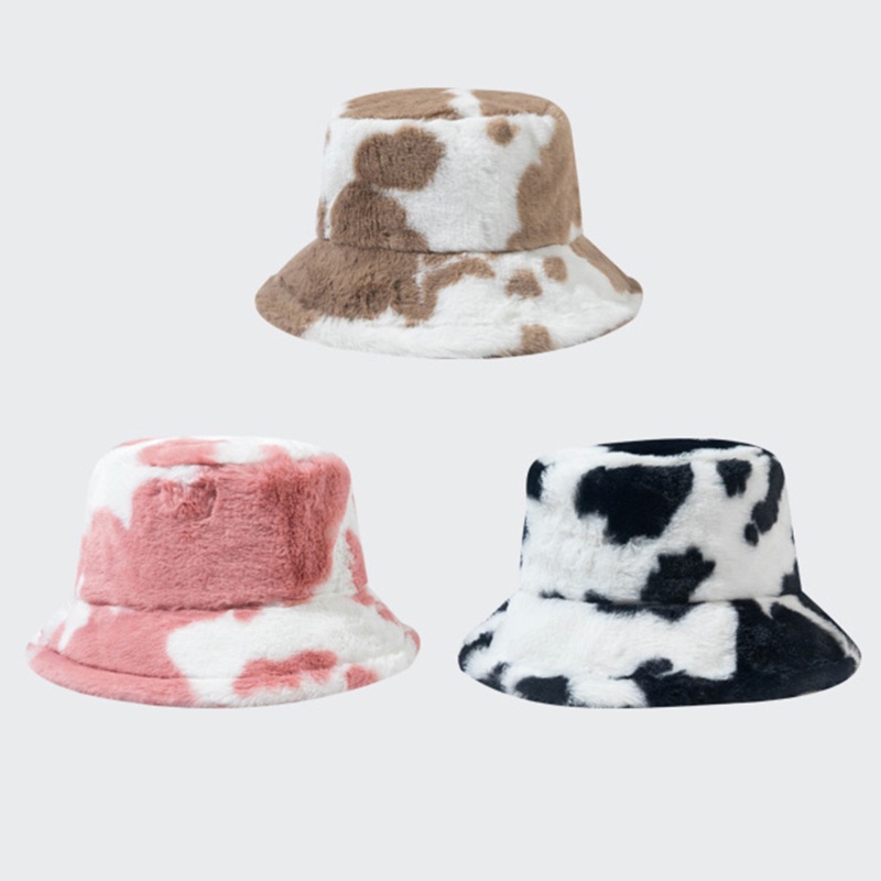 Mũ Bucket Họa Tiết Bò Sữa Thời Trang Mùa Đông Cho Nam Và Nữ