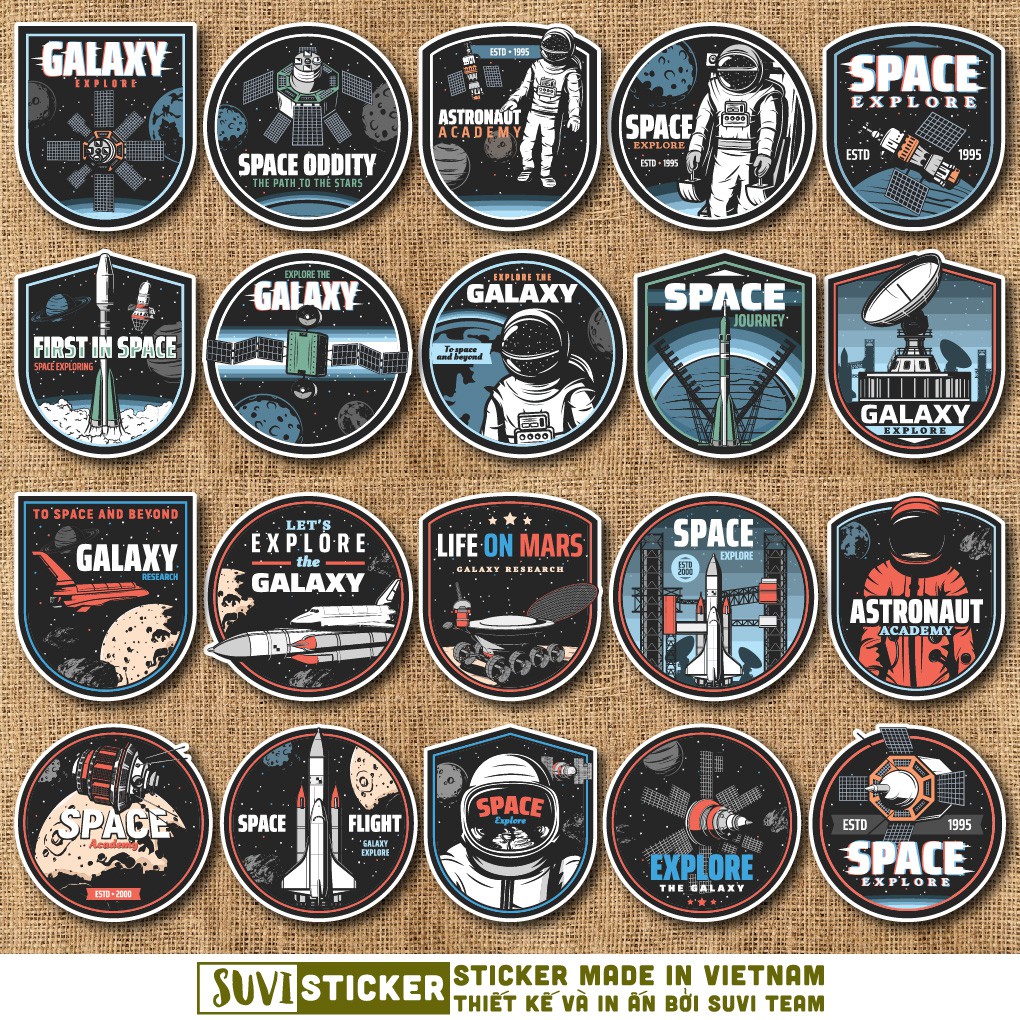 50 Sticker Galaxy Vũ Trụ 2 chống nước sticker dán mũ bảo hiểm, laptop, điện thoại, đàn guitar, vali. MSP: NS06