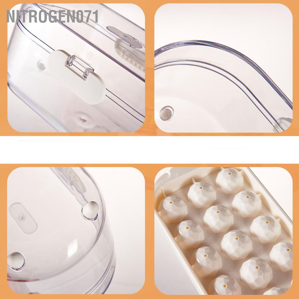 Nitrogen071 Khay đá tròn, khuôn làm đá có nắp đậy - Silicone 2 lớp cứng chống trượt Thiết kế khóa ổn định Khay với thìa