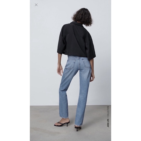 (Sẵn)Áo sơ mi croptop ngắn tay Zarraa canh sale