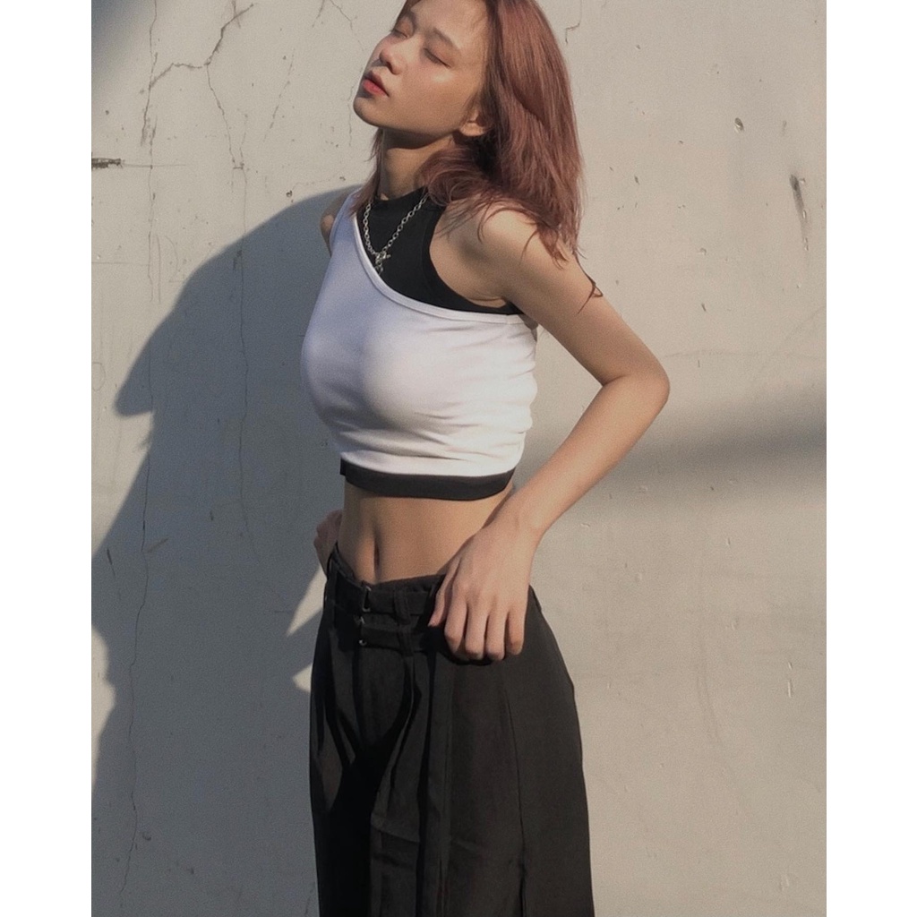 Quần ống siêu rộng ulzzang 2 dây lưng