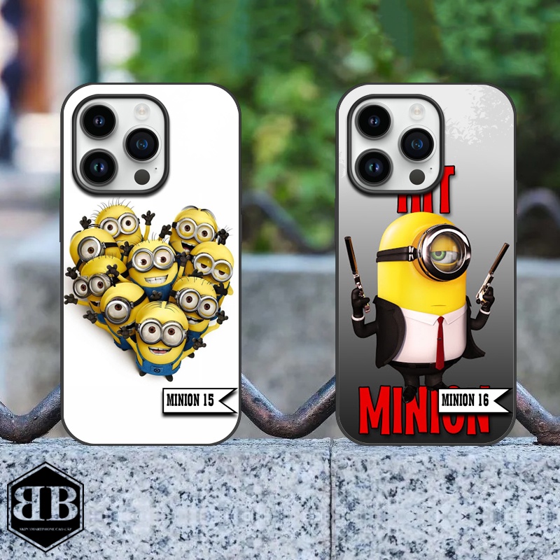 Ốp lưng kính cường lực dành cho máy Iphone 14 Pro / Iphone 14 Pro Max minion