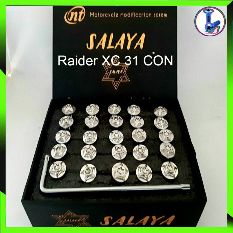 Full bộ ốc dàn áo Raider xăng cơ salaya . Số lượng 31 con, HÀNG CHUẨN PHÔI INOX 304, SÁNG BÓNG,CAM KẾT HÀNG KHÔNG RỈ SÉT