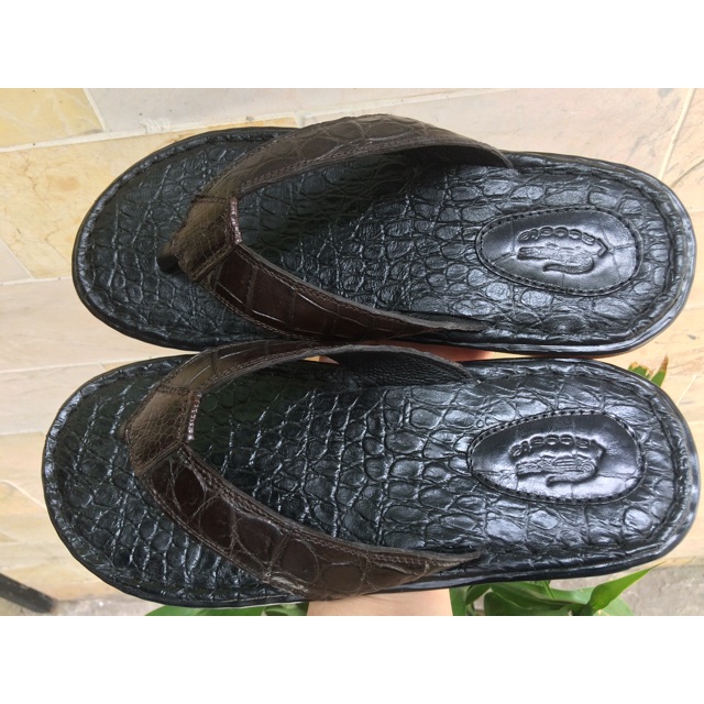 Dép Da Cá Sấu  Size 42 & 43 Màu Nâu Đất