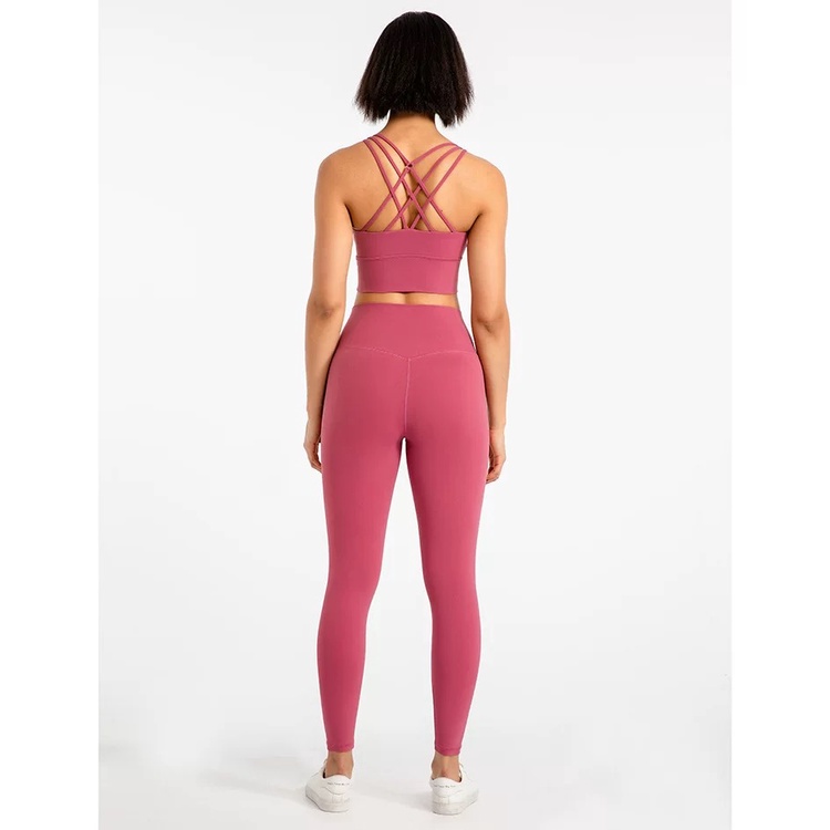 Set trang phục 2 món Hoppe Fumeng cho nữ gồm áo ngực thể thao + quần dài tập yoga lưng cao năng động