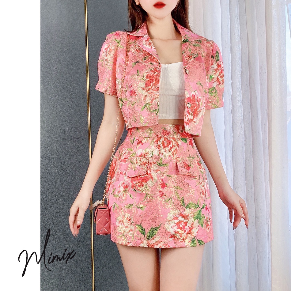 Set bộ rời áo gấm hoa kèm chân váy MIMIX BV9185