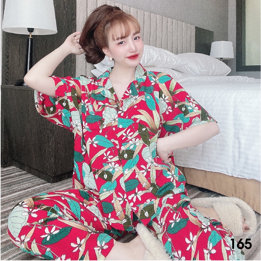 Đồ bộ nữ pijama mặc nhà quần dài, tay lửng cánh dơi chất liệu mango freesize dưới 70kg giá rẻ