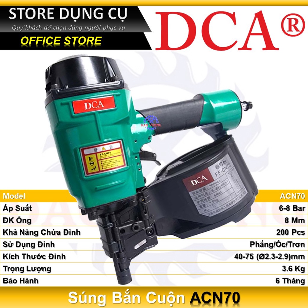 Súng bắn đinh cuộn dùng hơi DCA ACN70 - 200 đinh, 6-8 bar, 3.6 kg