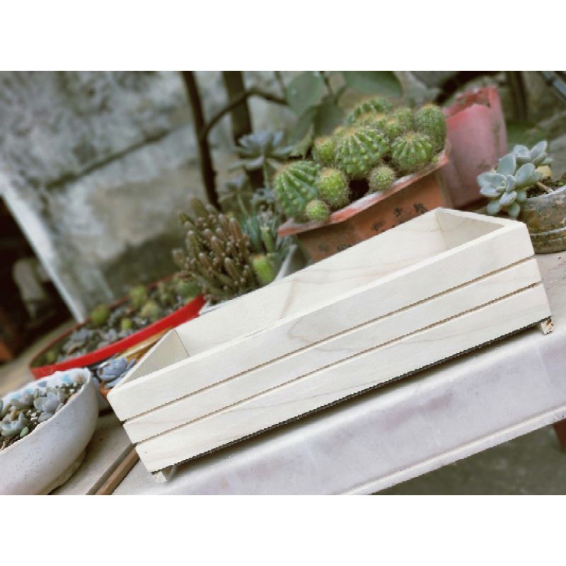 Chậu gỗ trồng sen đá , xương rồng  27x12x7 và 20x12x6