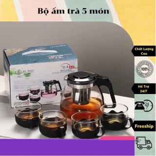 Bộ tách trà thuỷ tinh 5 món