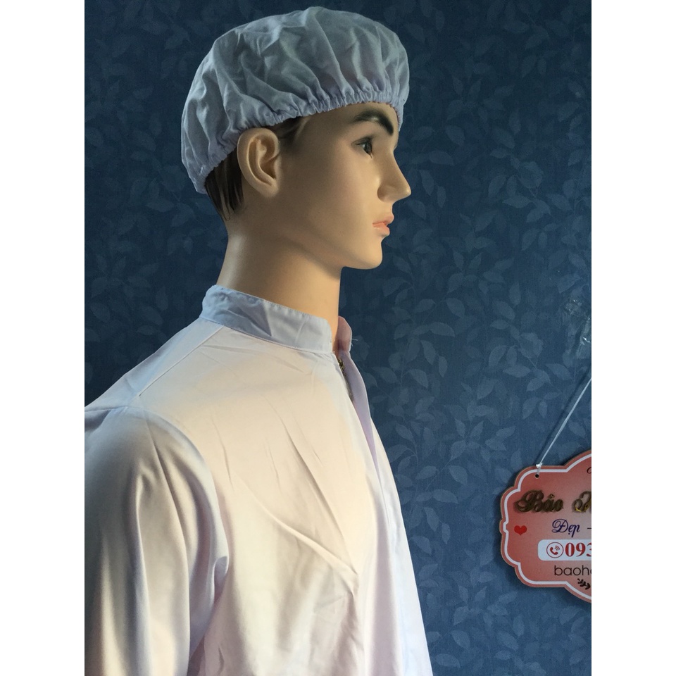 Nón vải trùm tóc công nhân thủy sản, thực phẩm - Mũ trùm tóc y tế, bảo hộ màu trắng