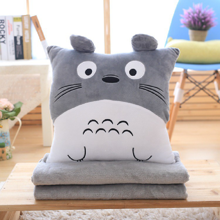 Bộ Chăn Gối 3 Trong 1 Giữ Ấm Tay Hình Totoro Đáng Yêu