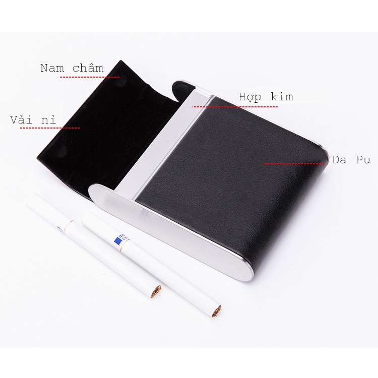 Hộp đựng thuốc 20 điếu vỏ nhôm bộc ốp da siêu đơn giản mà sang trọng HDTY3
