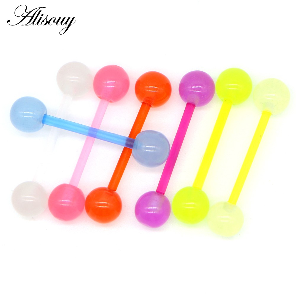 1 Khuyên Xỏ Cơ Thể Dạ Quang Bằng Acrylic Phát Sáng Trong Bóng Tối 1.6x16x6mm 14G