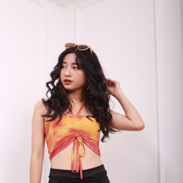 ĐỒ ĐI BIỂN - SUNSHINE TOP - ÁO BUỘC CỔ CÓ DÂY RÚT Ở GIỮA - A0031