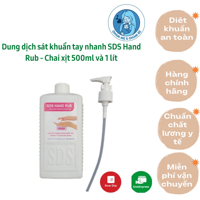  Nước rửa tay khô sát khuẩn SDS - Chai 500ml, 1 lít, Dung dịch sát khuẩn tay