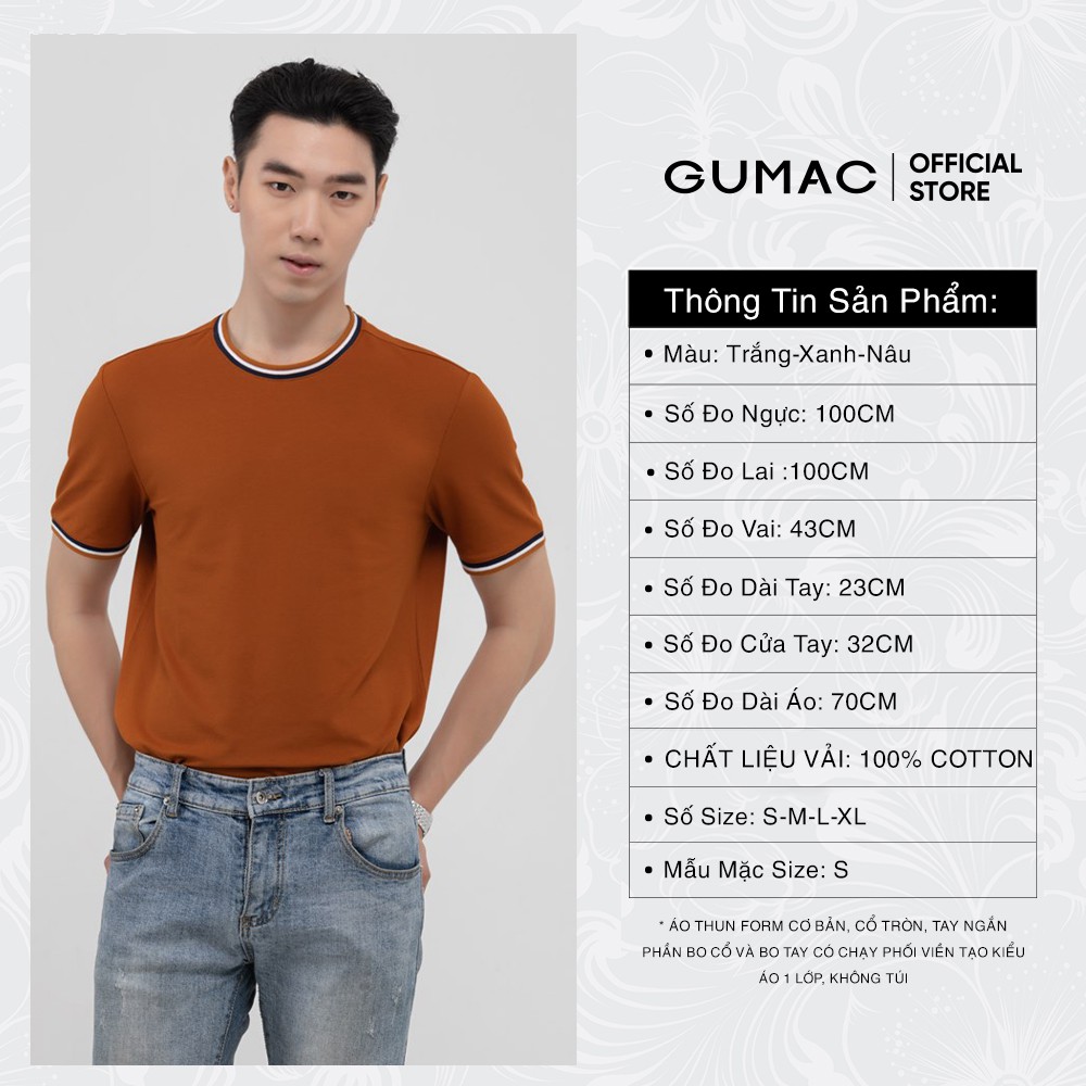 Áo thun nam phối bo kẻ GUMAC Hàn Quốc năng động, trẻ trung ATNB1184 | BigBuy360 - bigbuy360.vn