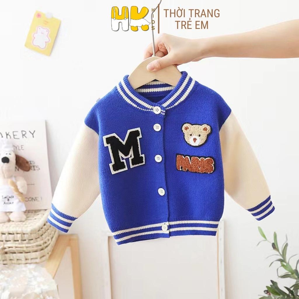 Áo khoác len cho bé HK KIDS, áo len cao cấp dài tay chất len mềm mịn đanh lì size cho bé từ 3 đến 8 tuổi