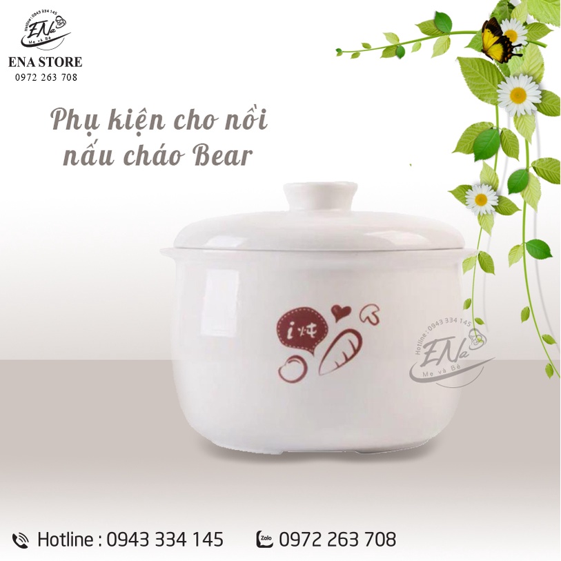 Thố nắp sứ nồi nấu cháo bear 0.8l, 1.6l và 0.5l