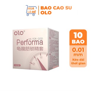 Bao cao su OLO Perfoma vàng siêu mỏng 0.01 mm kéo dài thời gian quan hệ (10 bao/hộp)