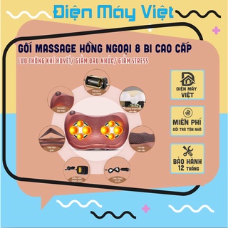 [Hàng Chính Hãng] Gối Massage Hồng Ngoại 8 Bi Cao Cấp, Gối Matxa Hồng Ngoại 8 Bi Cao Cấp- Bảo hành 12 tháng