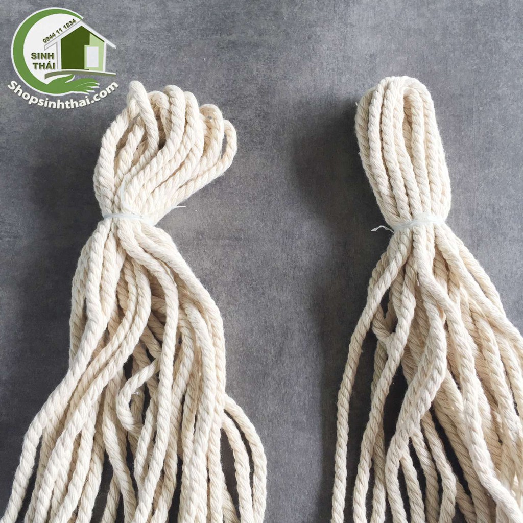 Dây thừng mềm màu trắng - dây thừng se Macrame cotton dày 7mm