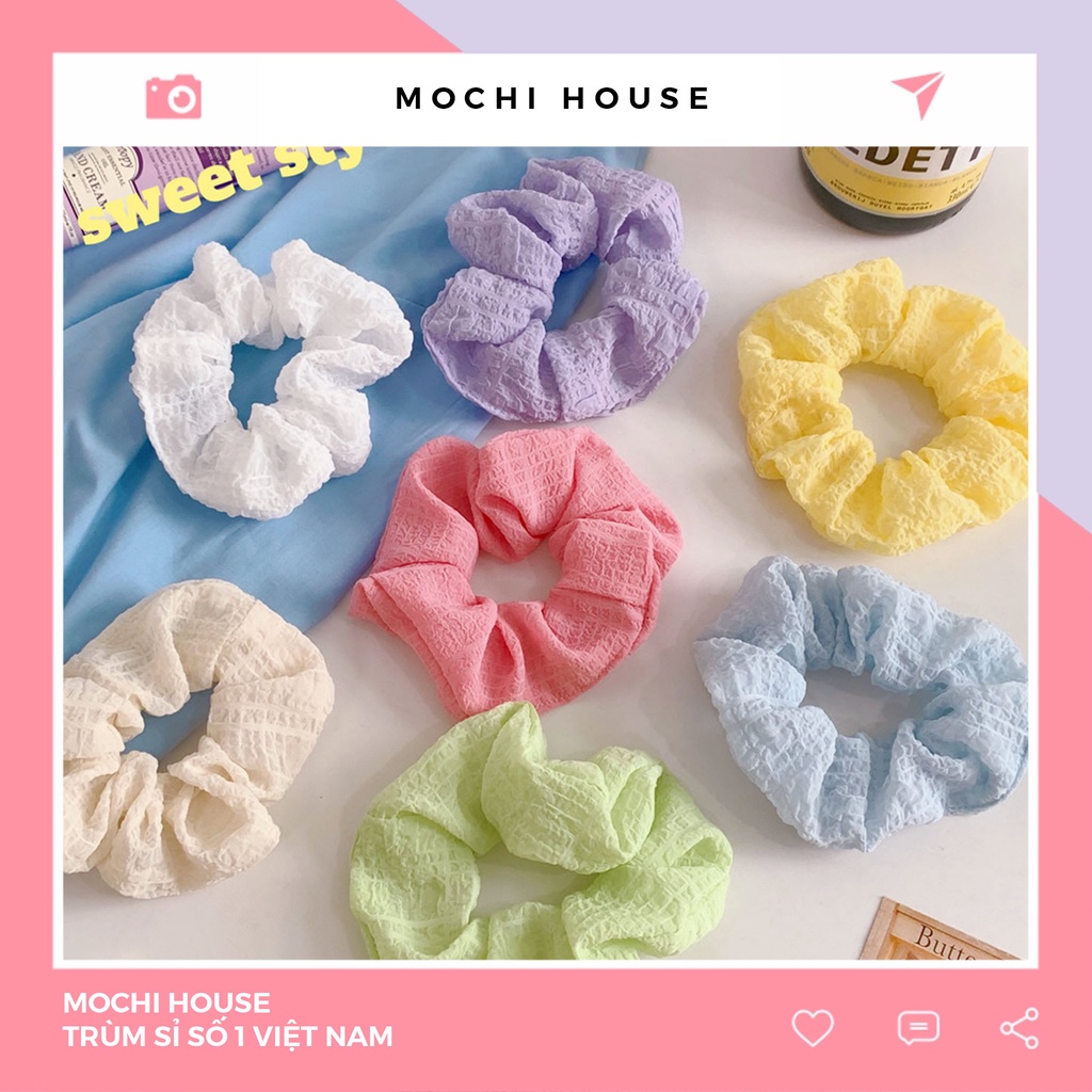 Ảnh thật shop chụp  Dây Buộc Tóc Vải Cột Tóc Voan Scrunchie Nhiều Màu