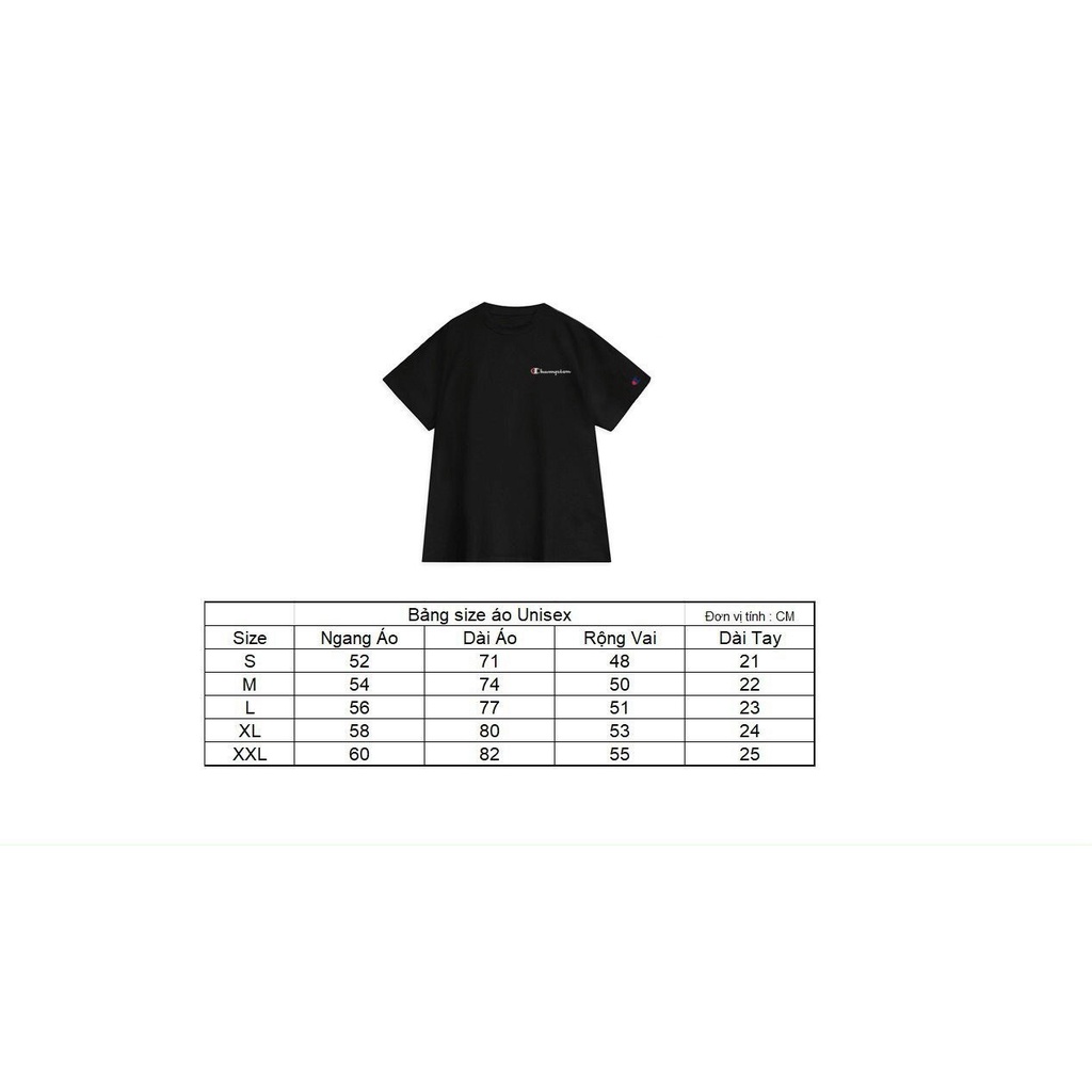 Áo thun Champion Unisex tay lỡ Yolo Store nam nữ vải Cotton thêu logo