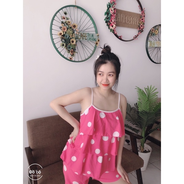 ❤️DỄ THƯƠNG CỰC❤️Đồ Bộ Đùi 2 dây, đồ bộ đùi ba tầng [ảnh+video thật]