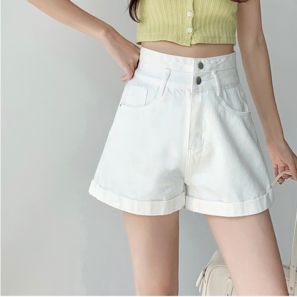 Quần Short Denim Ống Rộng Phong Cách Hàn Quốc Thời Trang Mùa Hè Dành Cho Nữ