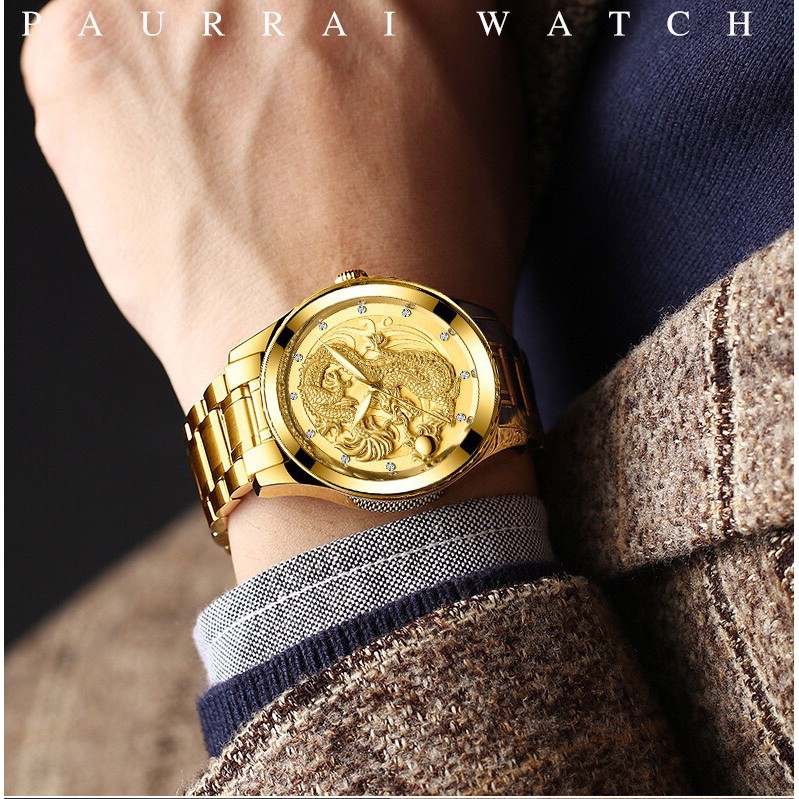 Đồng Hồ Nam Cao Cấp Mặt Rồng Vàng Phiên Bản Doanh Nhân Mới Nhất F202