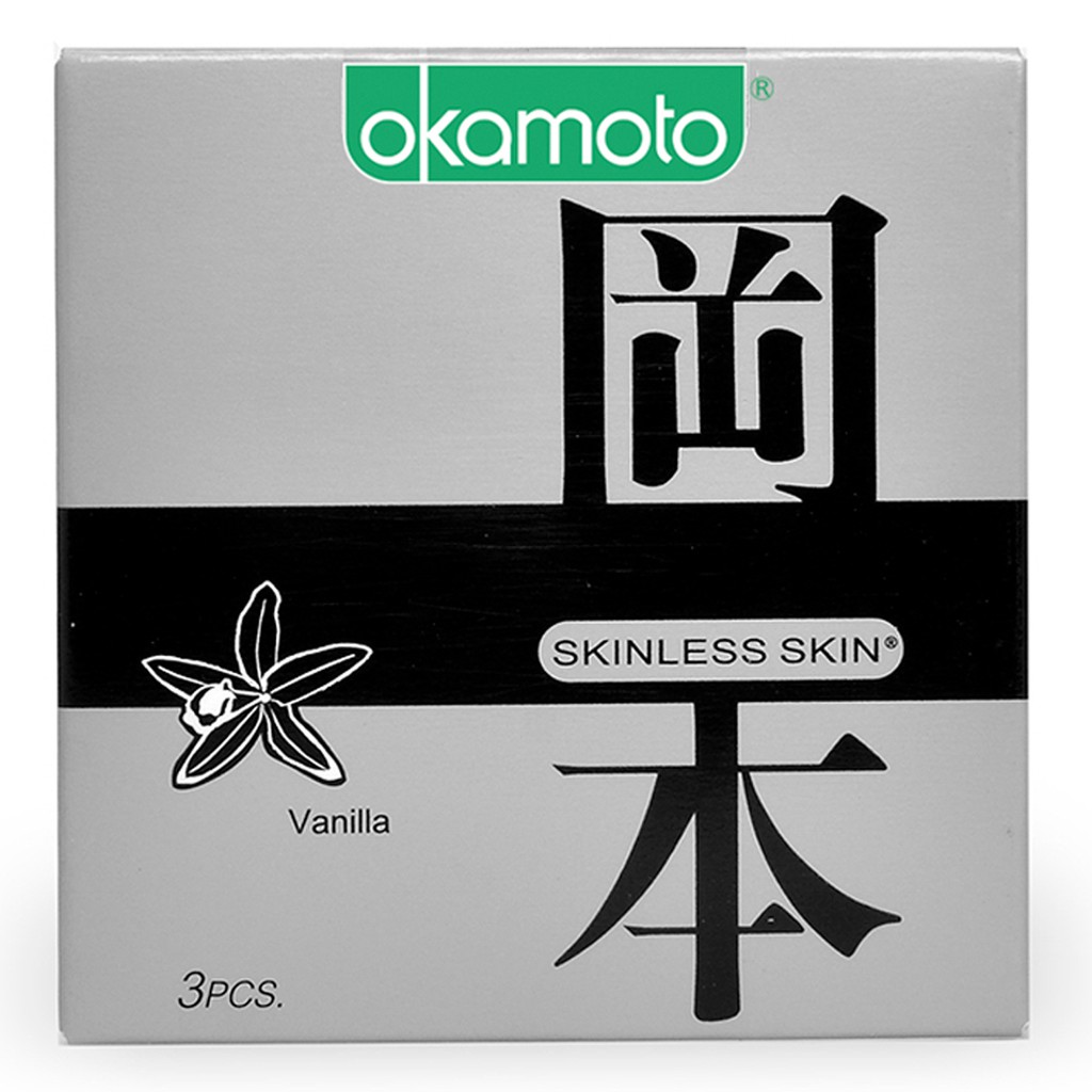 Bao Cao Su Okamoto Skinless Skin Vanilla Hương Vani Hộp 3 Cái