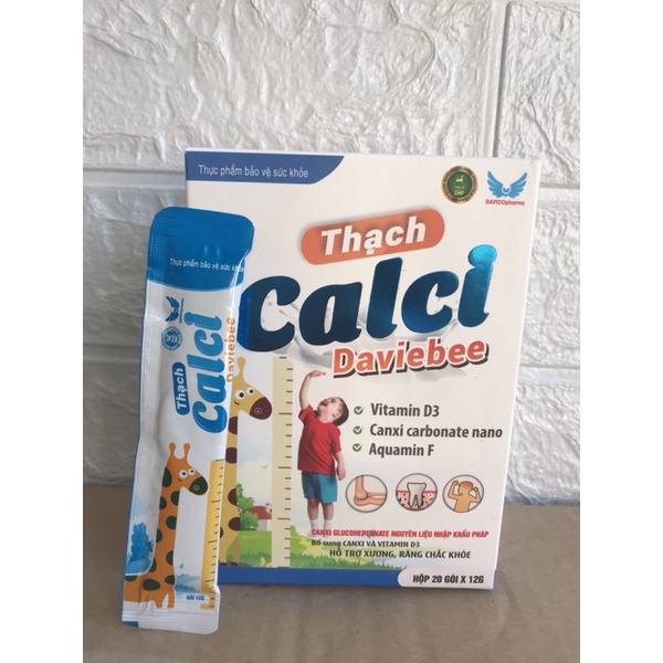 Thạch Calci Daviebee  Bổ Sung Canxi Và Vitamin D3 Hỗ Trợ Xương Răng Chắc Khỏe (Hộp 20 Gói)