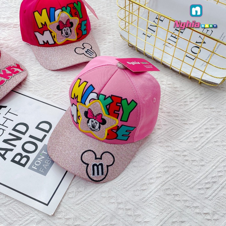 Mũ, nón HELLO KITTY,CHUỘT MICKEY kim sa NGHĨA BABY siêu dễ thương cho bé gái giá siêu rẻ (GIAO NGẪU NHIÊN MÀU)