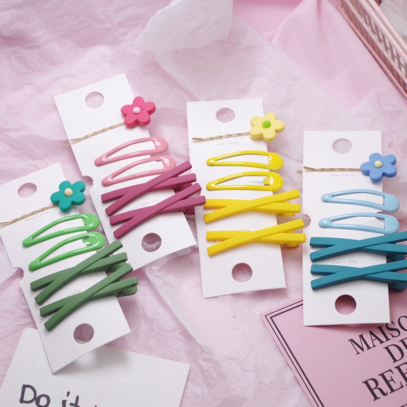 Candy Color Hair Clip Set Korean Style Flower Women Fashion Hair Accessories