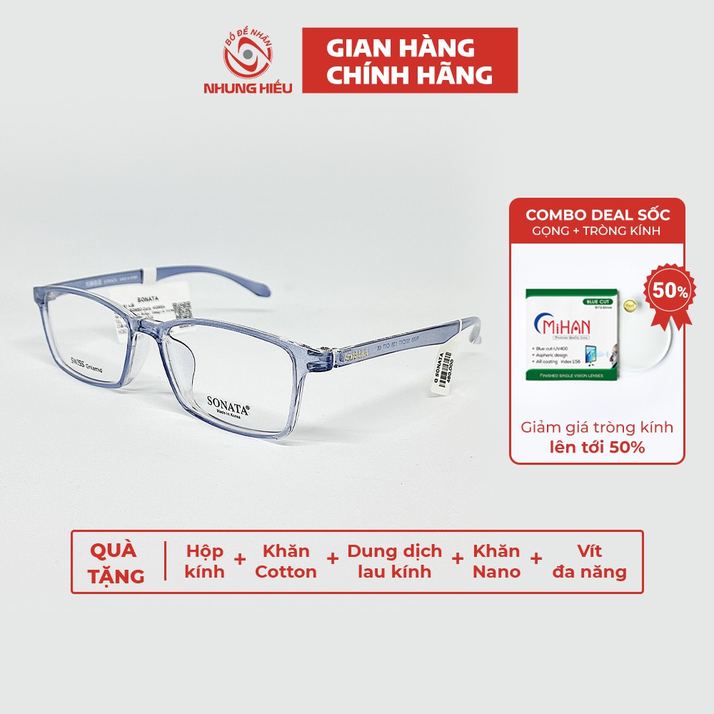 Gọng kính cận thời trang nam nữ NHUNG HIẾU nhựa dẻo, gọn nhẹ thoải mái dáng chữ nhật - Lắp mắt kính theo yêu cầu