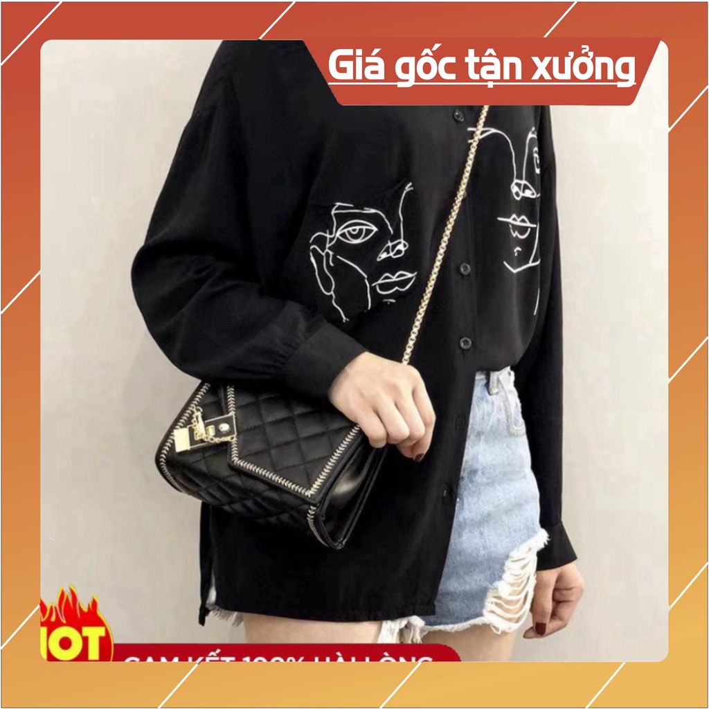 Hàng loại 1 Túi xách nữ  TE17  Túi đeo chéo Hàn Quốc 3 ngăn , Xích Đồng Chống Cướp Trộm