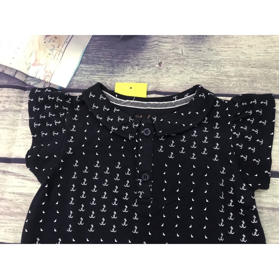 Váy đầm Polo xanh đen cho bé gái chất cotton thoáng mát có họa tiết neo nhỏ GD050710PXN