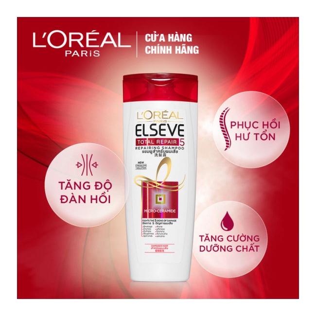 Dầu Gội/Dầu Xả Phục Hồi Tóc L'Oreal Paris Elseve Total Repair 5 Repairing