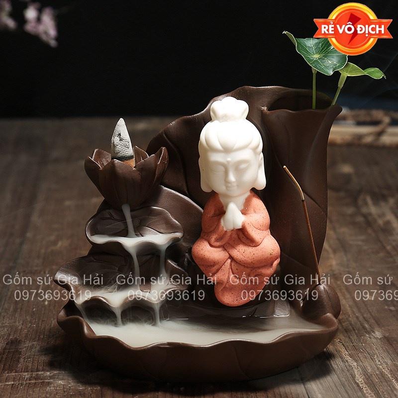Thác khói trầm hương Phật Thích Ca Toạ Đài Sen