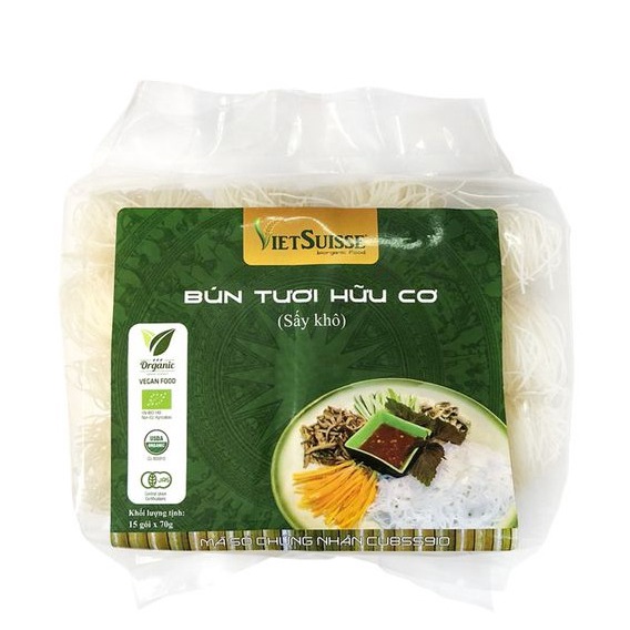 Bún tươi hữu cơ sấy khô Vietsuisse 70G (15 vắt/túi )