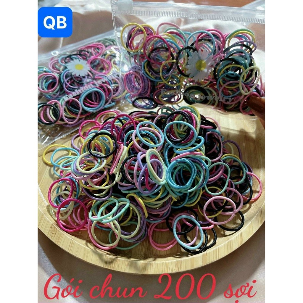 Sét 100 chun buộc tóc trộn màu cho bé