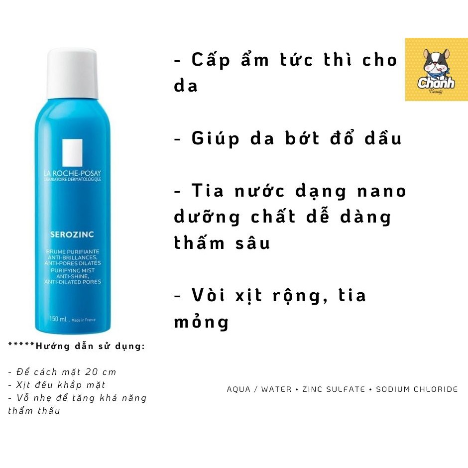 Nước Xịt Khoáng La Roche-Posay Serozinc Làm Sạch &amp; Giảm Bóng Nhờn