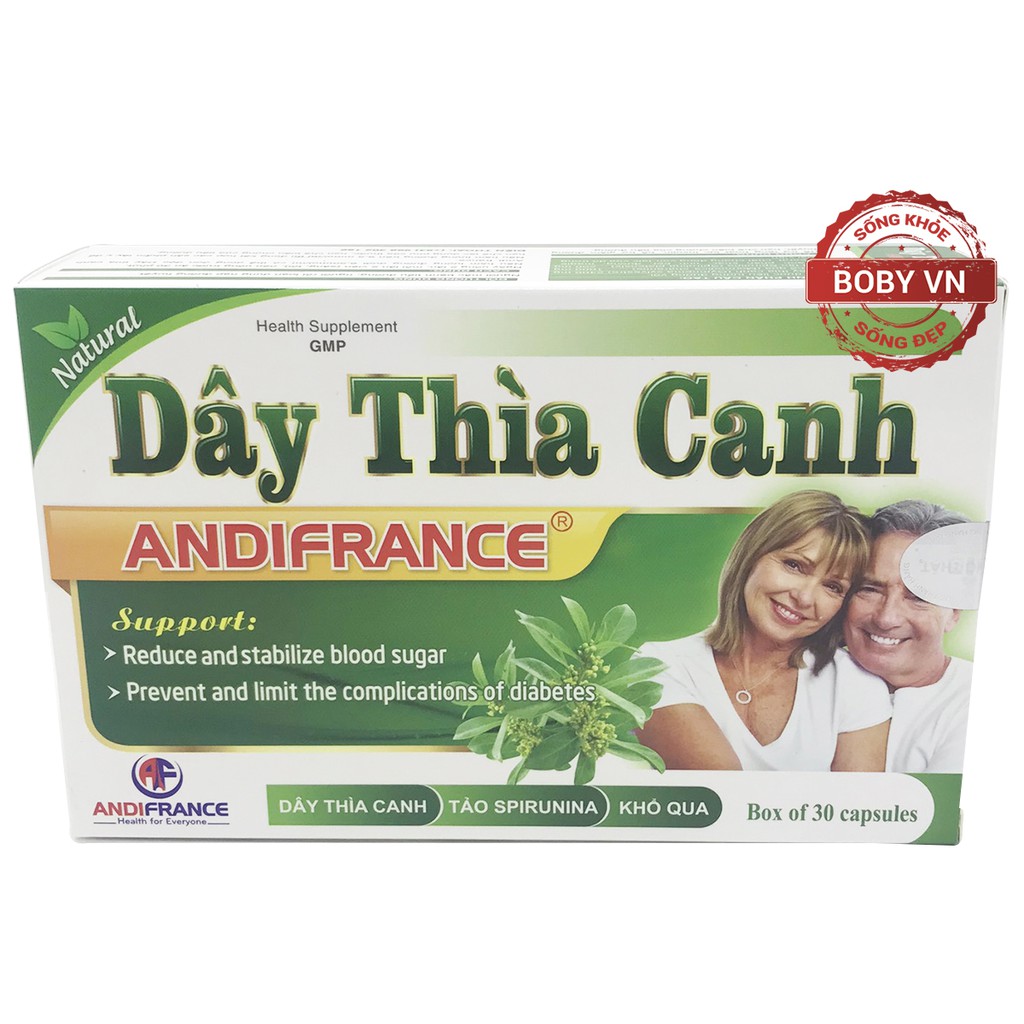 Dây thìa canh Andifrance hỗ trợ giảm đường huyết - Hộp 30 viên - Bobyvn