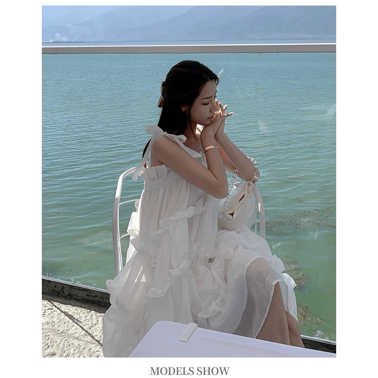 ĐẦM VOAN NỐI TẦNG XINH TỰA CÔNG CHÚA ĐI BIỂN SIÊU HOT PU