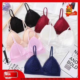 Áo lót nữ, áo bra ren mềm mại, không gọng, co giãn 4 chiều, có móc cài sau
