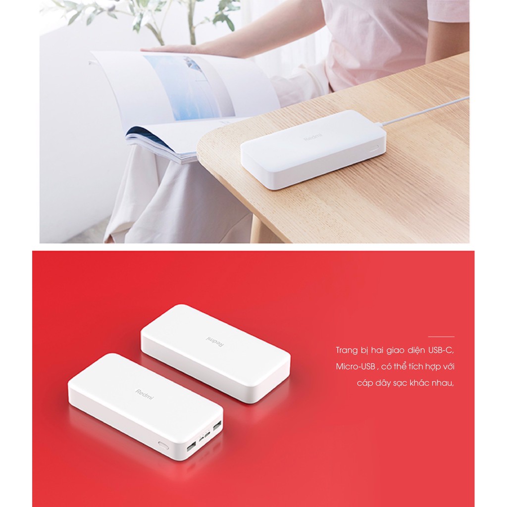 Pin Sạc Dự Phòng Xiaomi Redmi 20000mAh 2019 (Trắng) - GSM Hải Phòng
