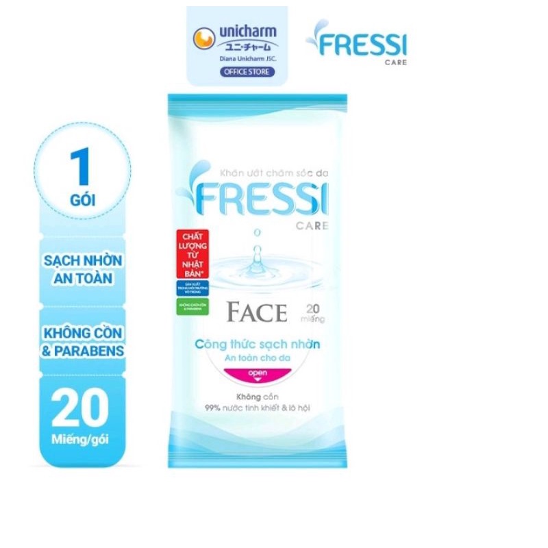 Khăn ướt chăm sóc da FRESSI CARE FACE gói / 20 miếng